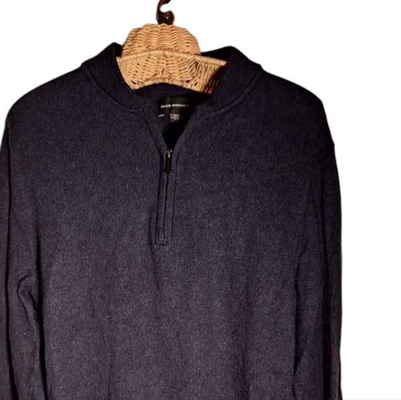 Club Monaco 100% Wool Navy Blue 1/4 Zip Sweater Ladies S/P Old Money Preppy - Picture 2 of 6